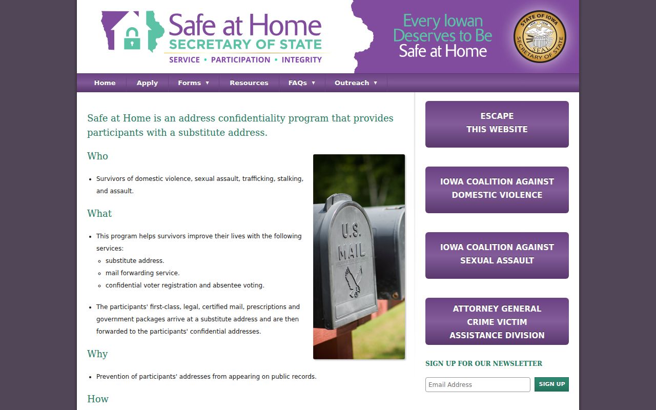 Iowa Safe at Home address confidentiality information