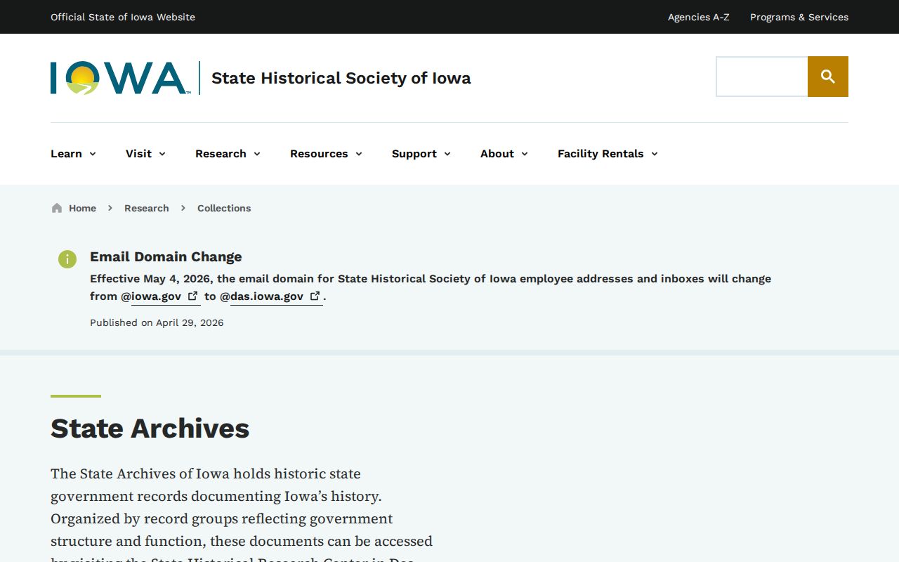 Iowa State Archives collections page for Linn County historical research