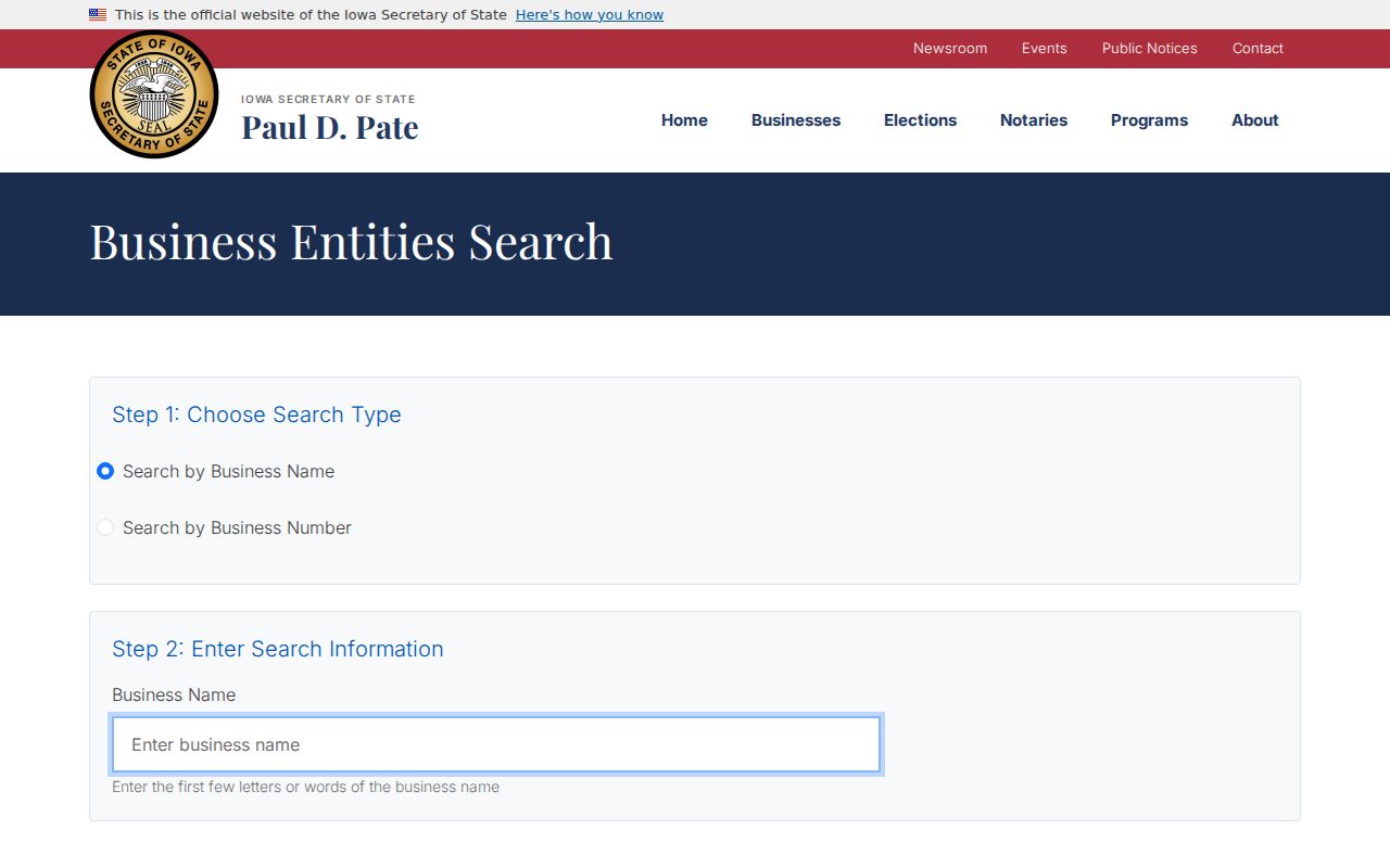 Iowa business entity search for checking a Linn County resident's public role