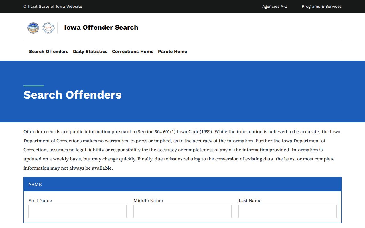 Iowa Department of Corrections offender search used in a focused Linn County lookup