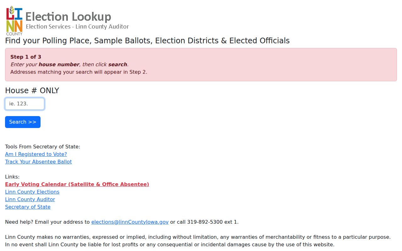 Linn County voter and polling lookup page